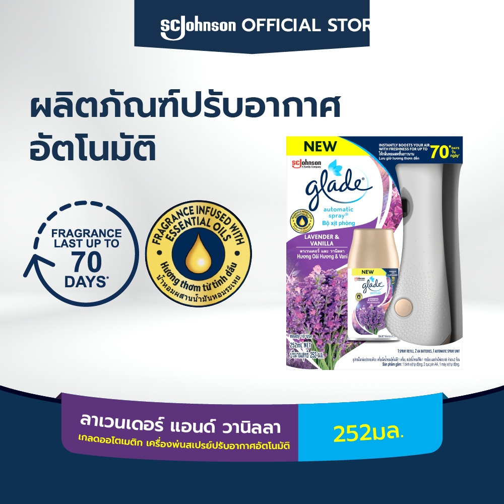 เกลดออโตเมติค เครื่องพ่นสเปรย์ปรับอากาศอัตโนมัติ กลิ่นลาเวนเดอร์และวนิลา 252 มล