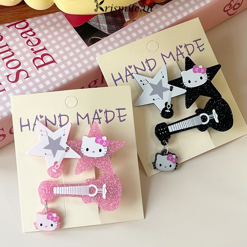 COD-ในไทย กิ๊บหนีบผม Hellokittyลายการ์ตูน สีชมพู น่ารักหวาน คลิปด้านข้าง สไตล์เกาหลี นักเรียนสำหรับผู้หญิง 2024ใหม่-Kri