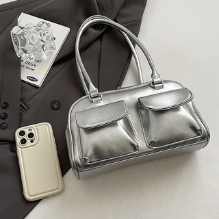 BAG-CLS 🍄‍🟫 กระเป๋าหนังแฟชั่น สะพายไหล่ หนังเรียบ สีสวยคลาสสิค สไตล์เรียบหรู ช่องเก็บของเยอะ สินค้าพร้อมส่ง