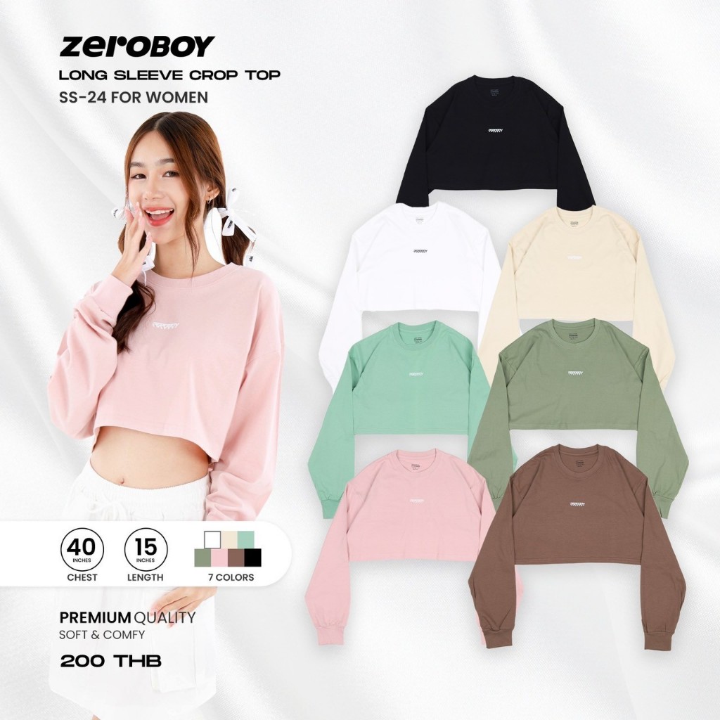 𝒁𝑬𝑹𝑶𝑩𝑶𝒀 - รุ่น Long sleeve crop top “ เสื้อครอปแขนยาว “