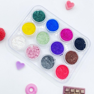 สินค้าใหม่!! เซตสีไมก้าผสมเทียน เรซิ่น สบู่ ปูนหอม 12 สีใส่ก…