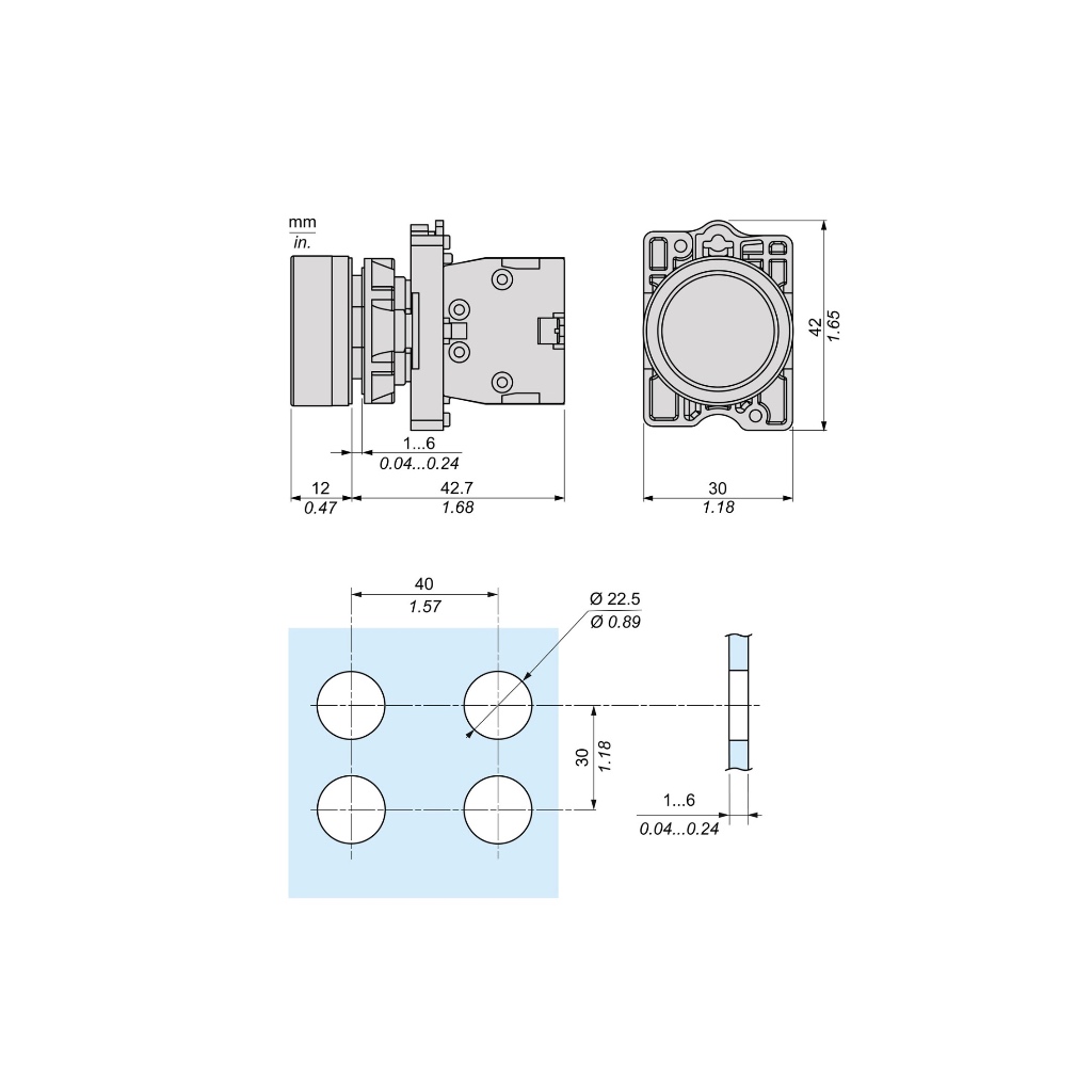 Schneider สวิตช์ปุ่มกดหัวเรียบ XA2EA3341 กดเด้งกลับ 22mm แบบพลาสติก, สีขาว Complete push button XA2 ราคา ถูกที่สุด ดีลบีเคเค แกลเลอรีภาพที่ 4