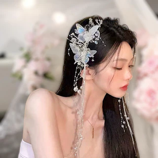 [พร้อมส่งทันที] 1ชิ้น เครื่องประดับผม คริสตัลติดผม ผีเสื้อคริสตัล ทัดหู ชุดราตรี