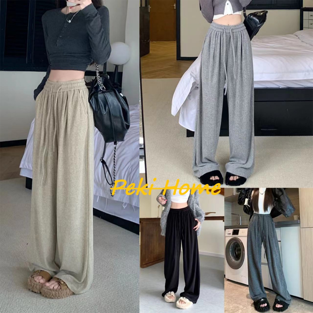 กางเกงขาสามส่วนหญิงสไตล์ลำลอง สีเรียบ ขายาว