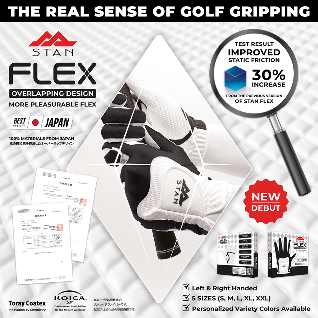 New! ถุงมือกอล์ฟ STAN รุ่น FLEX DIAMOND ผลิตด้วยวัสดุจากประเทศญี่ปุ่น 100%