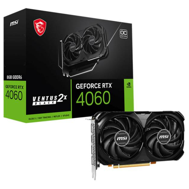 VGA (การ์ดแสดงผล) MSI GEFORCE RTX 4060 VENTUS 2X 8G OC - 8GB GDDR6 Black -รับประกัน 3 ปี