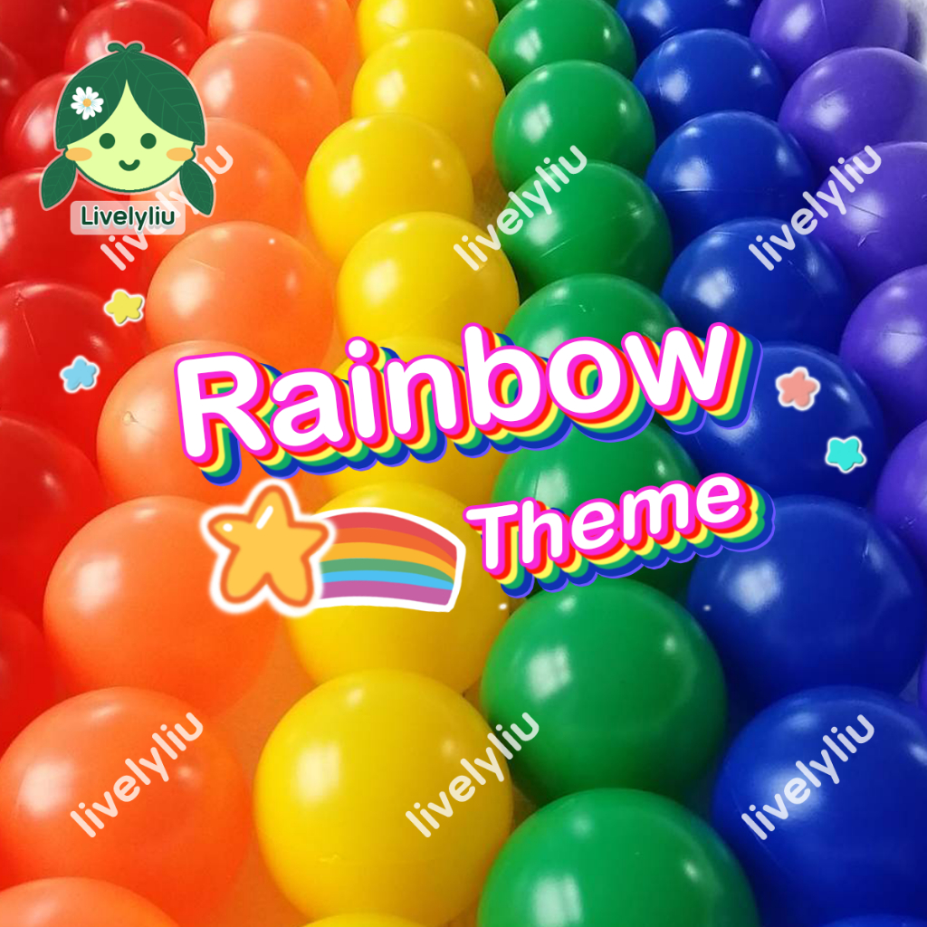 ลูกบอลพลาสติก Rainbow บอลตกแต่ง Rainbow สีแดง ส้ม เหลือง เขียวเข้ม น้ำเงิน ม่วง ขนาด 7 ซม. Livelyliu