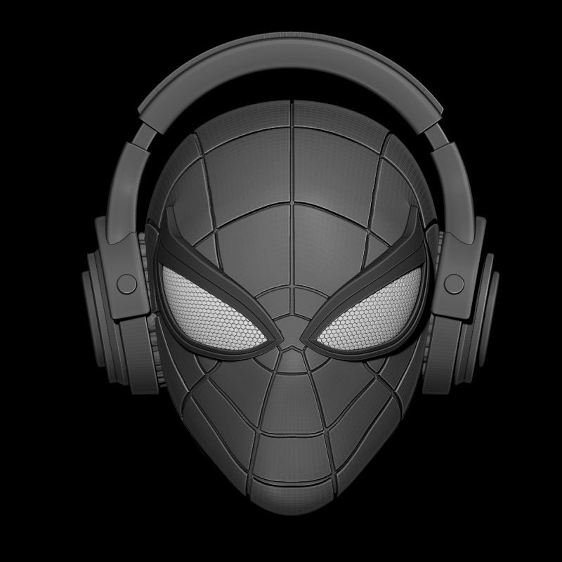 Spiderman With Headphone - Headsculpt for Action Figures 3D print model