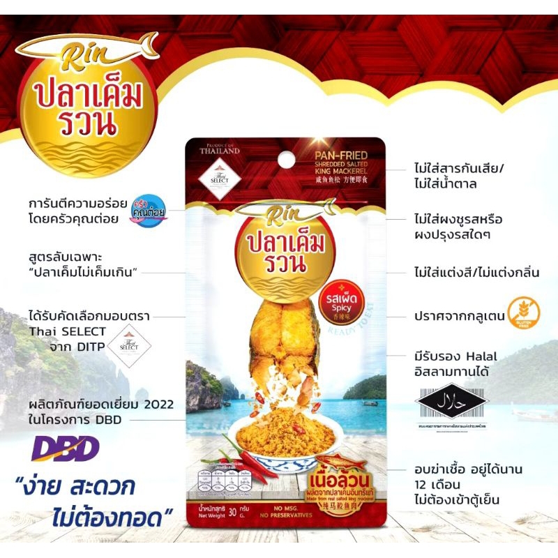 Rin ปลาเค็มรวน แบบพกพา สูตรเผ็ดน้อย อร่อยมาก ปลา ปั่นคุณภาพ จากปลาเค็มอินทรีเกรดที่ดีที่สุด ต้องลอง!!