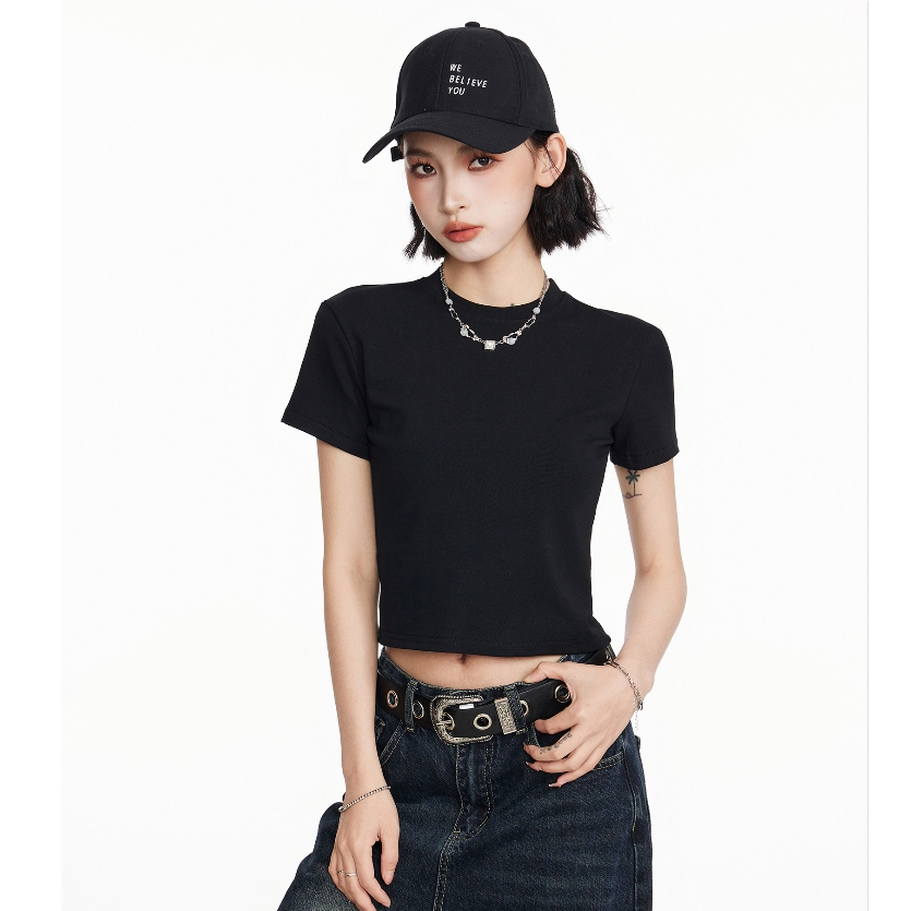 MC168 เสื้อ y2k cute girl เสื้อครอป เสื้อแฟชั่น เสื้อยืด ยืดเปล่า เสื้อครอบตัด