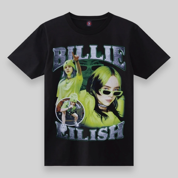 เสื้อนักร้อง เสื้อยืด เสื้อสีดำ เสื้อวง Billie Elish (M1891) Cotton 100% คอกลม แขนสั้น เสื้อวง by Ro