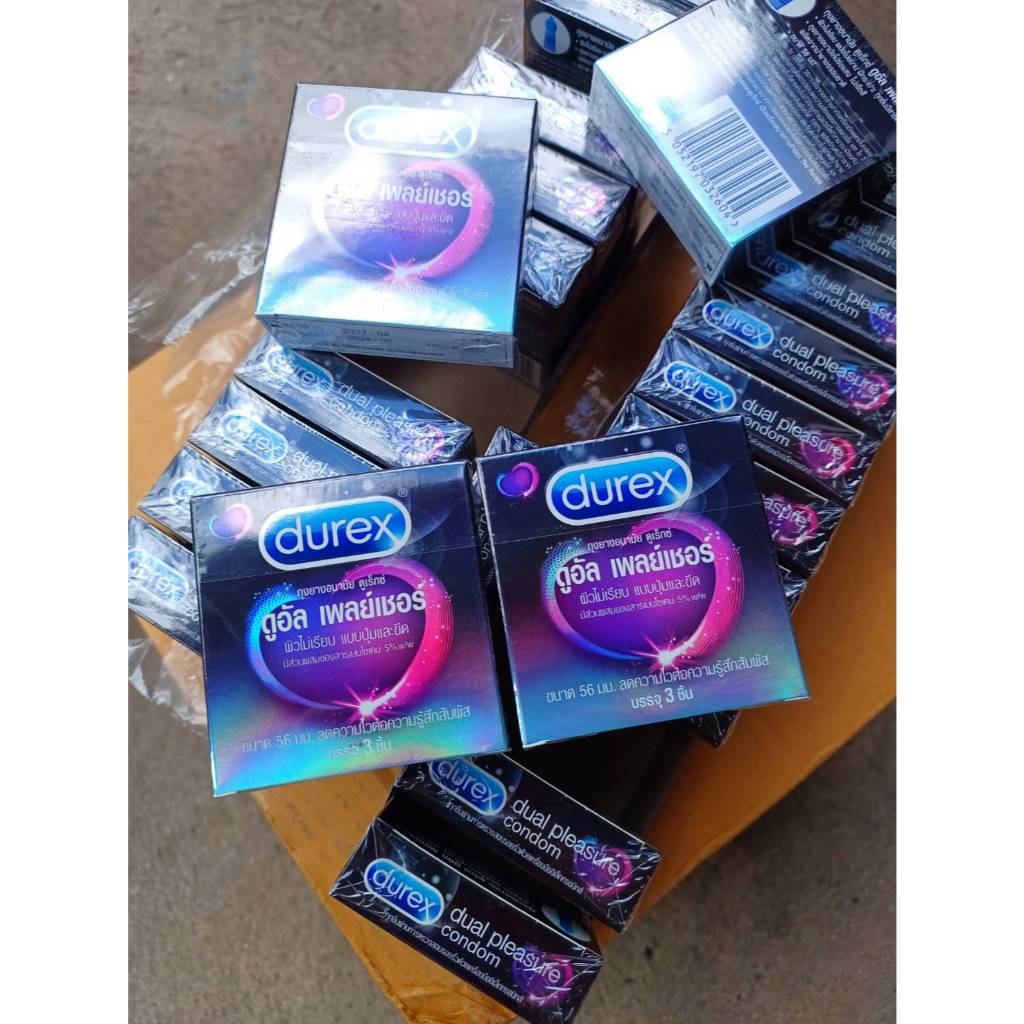 ถุงยาง Durex Dual Pleasure 56 มม. 1กล่อง (3ชิ้น) ชะลอหลั่ง  ส่งจากกทม. ไม่ระบุชื่อร้าน ชื่อสินค้า*