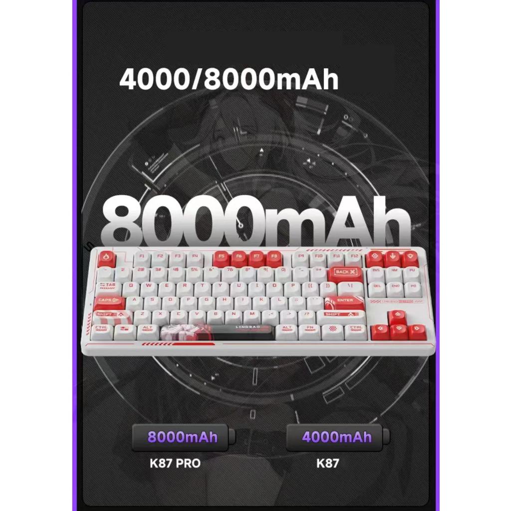 AULA(LINGBAO)คีย์บอร์ด คีย์บอร์ดไทย Mechanical Keyboard คีย์บอร์ดเล่นเกม คีย์บอร์ด3 โหมด 2.4G/บลูทูธ/มีสาย