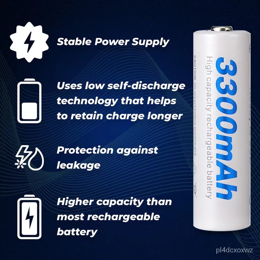 ถ่านชาร์จ AA BESTON 3300mAh 1.2V จำนวน 4 ก้อน ฟรีกล่องใส่ถ่าน คุณภาพสูง ราคาถูก