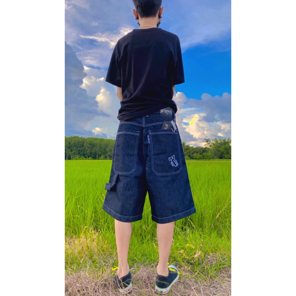 MTE กางเกงยีนส์ผู้ชาย ขาสั้น ทรงขาบานสเก็ต รุ่น R445 ป้าย Hirock  สินค้าพร้อมส่ง