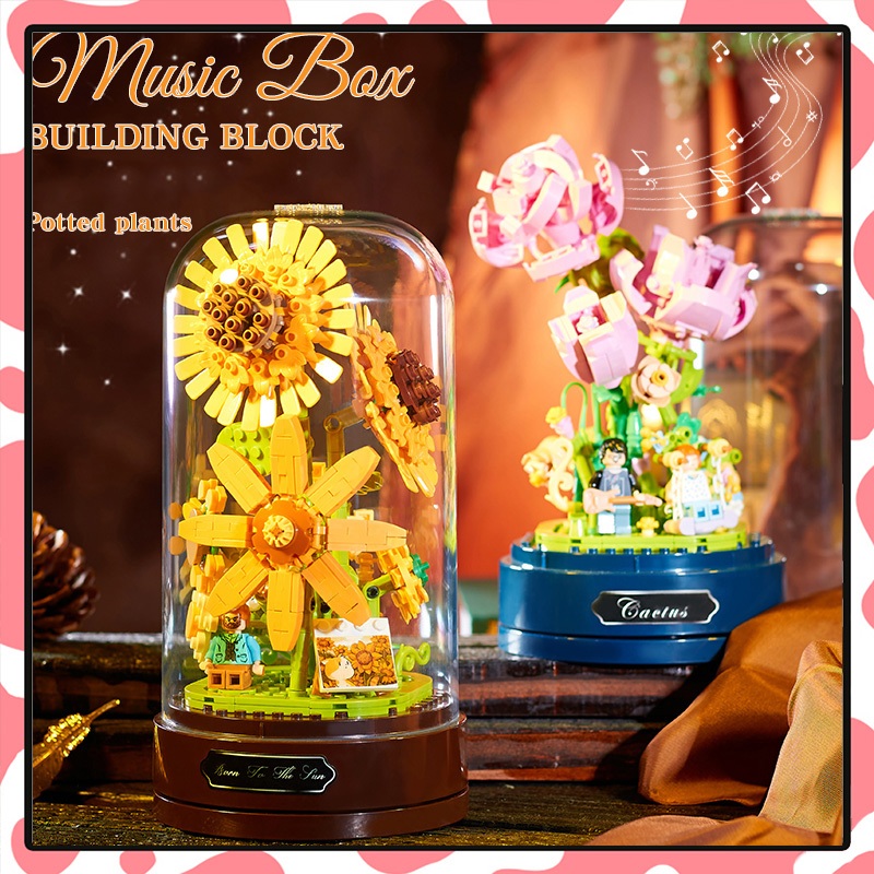 ตัวต่อ กล่องดนตรี ดอกไม้ ดอกทานตะวัน ดอกกุหลาบ ของขวัญวันวาเลนไทน์ ของขวัญวันเกิด