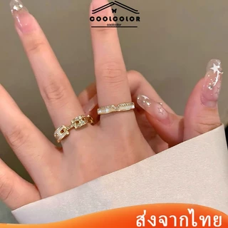 ในไทย💖แหวนฝังเพชร ตัวอักษร H เปลือกหอยการเปิดปรับขนาดหรูหราแฟชั่นสไตล์เกาหลีสําหรับผู้หญิงเหมาะกับของขวัญวันเกิด