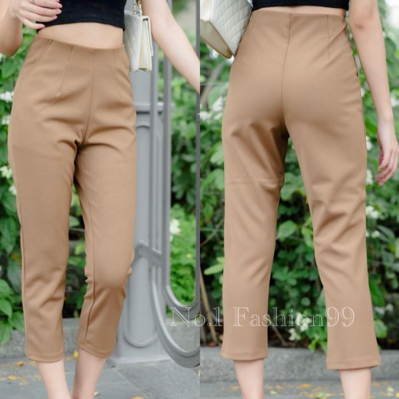 BB pants | กางเกง7ส่วน ซิปข้างเอวไม่มีขอบ ผ้าโรงเชฟแท้ - รูปที่ 4