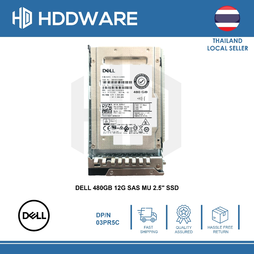 DELL 480GB 12G SAS MU 2.5" SSD // 03PR5C // SDFBD87DAB01 // KPM5XVUG480G ( G13 / G14 )