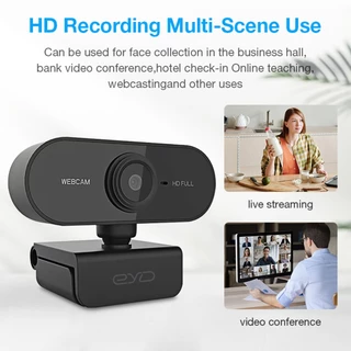 EYD PC01 Webcam 2K/1080P Full HD มีไมโครโฟนตัดเสียงรบกวน Plug & Play USB สำหรับประชุมออนไลน์ ถ่ายทอดสด เล่นเกม