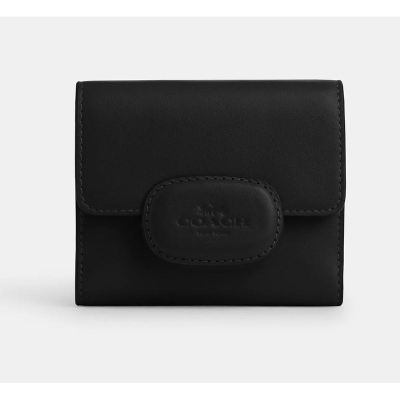 กระเป๋าสตางค์ Eliza Small Wallet With Leather Covered Closure สีดำล้วน