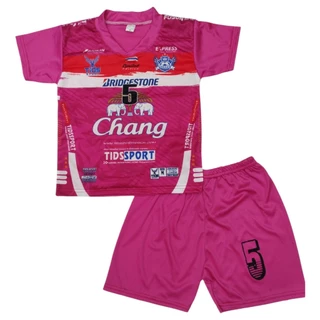 ชุดกีฬาเด็กลายช้าง chang S-M ผ้ามันไมโคร S 1-2 ปี 7-12โล ,M 2-4 ปี 12-17โล ชุดบอลเด็ก