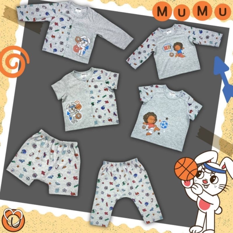 MuMu เสื้อเด็กอ่อน กางเกงเด็กอ่อน เสื้อเด็กแรกเกิด3-6,6-9,9-12เดือน cotton 100℅