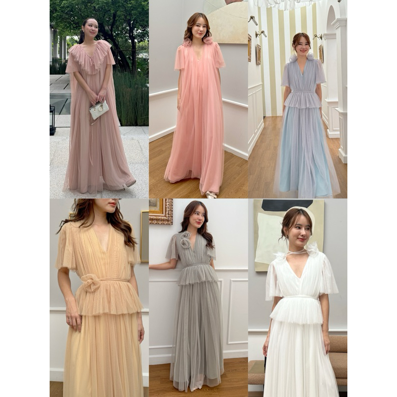 Peaceeveninggown : Forgetmenot dress พร้อมส่ง เดรสไปงานแต่ง ชุดไปงานแต่ง เดรสไปงาน ชุดเพื่อนเจ้าสาว เดรสคนท้อง ชุดคนท้อง