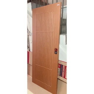 ส่งฟรี ประตูโมเดิร์น ประตู uPVC รุ่น PJR-003 ผิวเสี้ยนไม้ เซาะร่อง Vacuum ประตูภายนอกกันน้ำ Polywood ประตูกันน้ำ