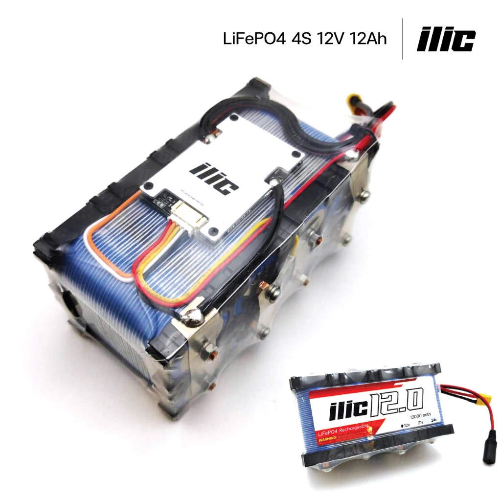 ilic แบตเตอรี่ลิเธียมฟอสเฟต LiFePO4 32650 4S 12V 12Ah ติดตั้ง BMS