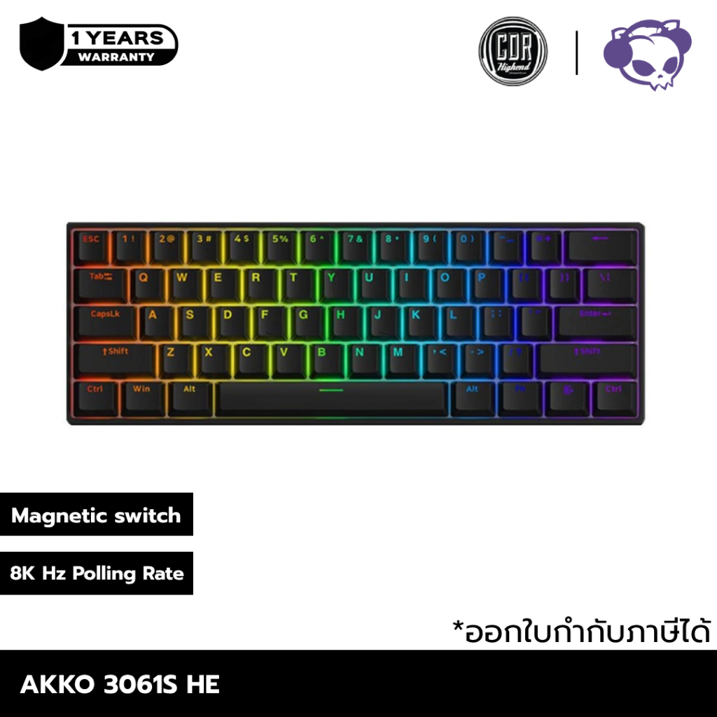 AKKO 3061S HE Shine-Through 8K Magnetic Switch RGB Keyboard | ประกันศูนย์ไทย 1 ปี