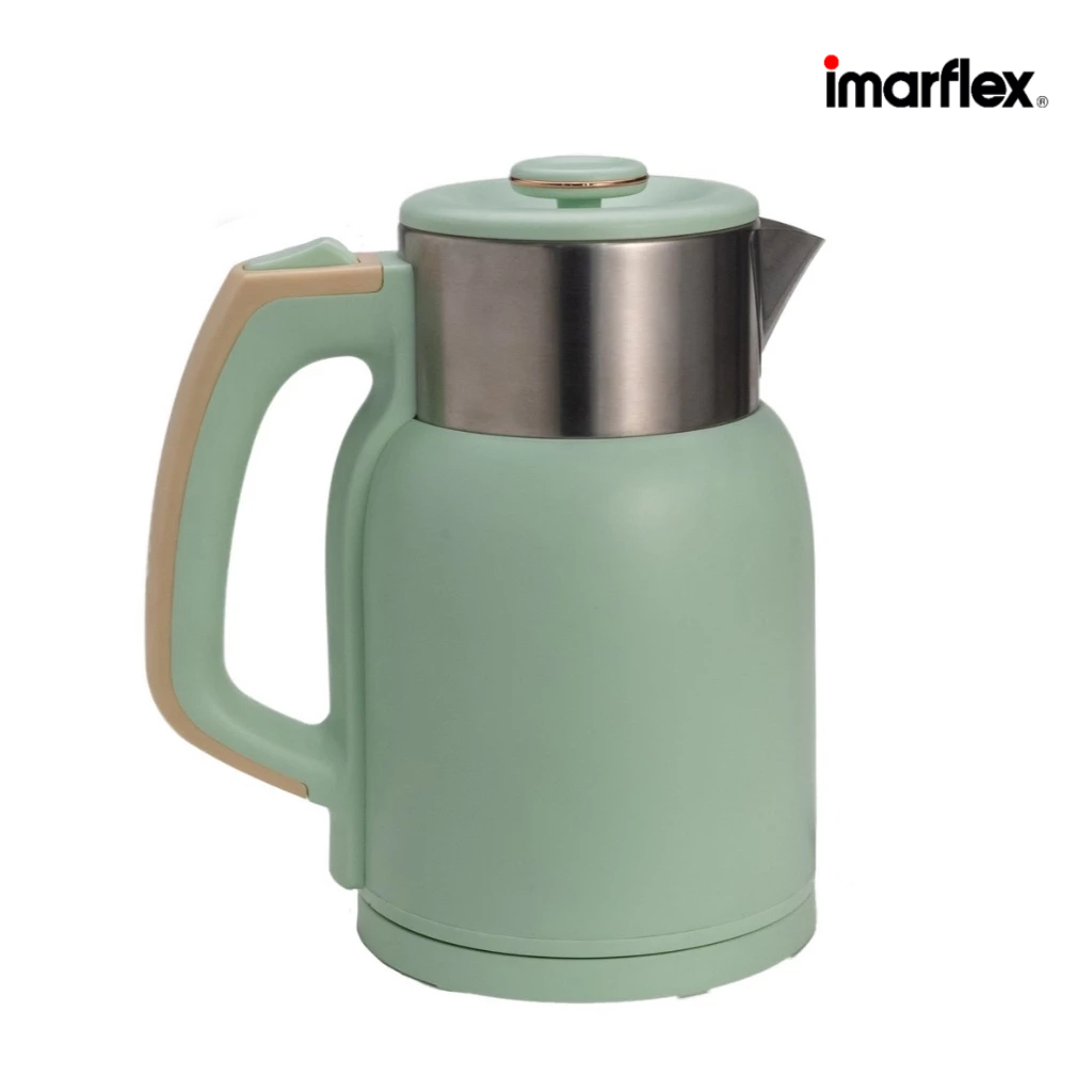 IMARFLEX กาต้มน้ำไฟฟ้า สแตนเลส 2 ชั้น รุ่น IF-289G สีเขียว ( กันความร้อน ) 1.5 ลิตร IF-289