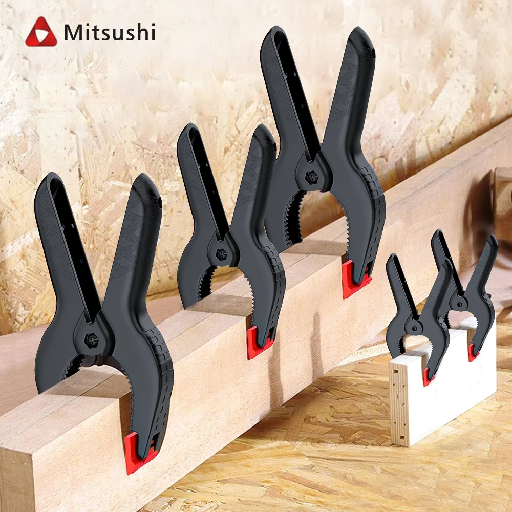Mitsushi3/4/6/9"ที่หนีบสปริงไนลอน แคล้มจับชิ้นงาน งานไม้ DIY คลิปฉากหลังถ่ายภาพ แคลมป์สปริงพลาสติก ตัวหนีบไม้ DIY