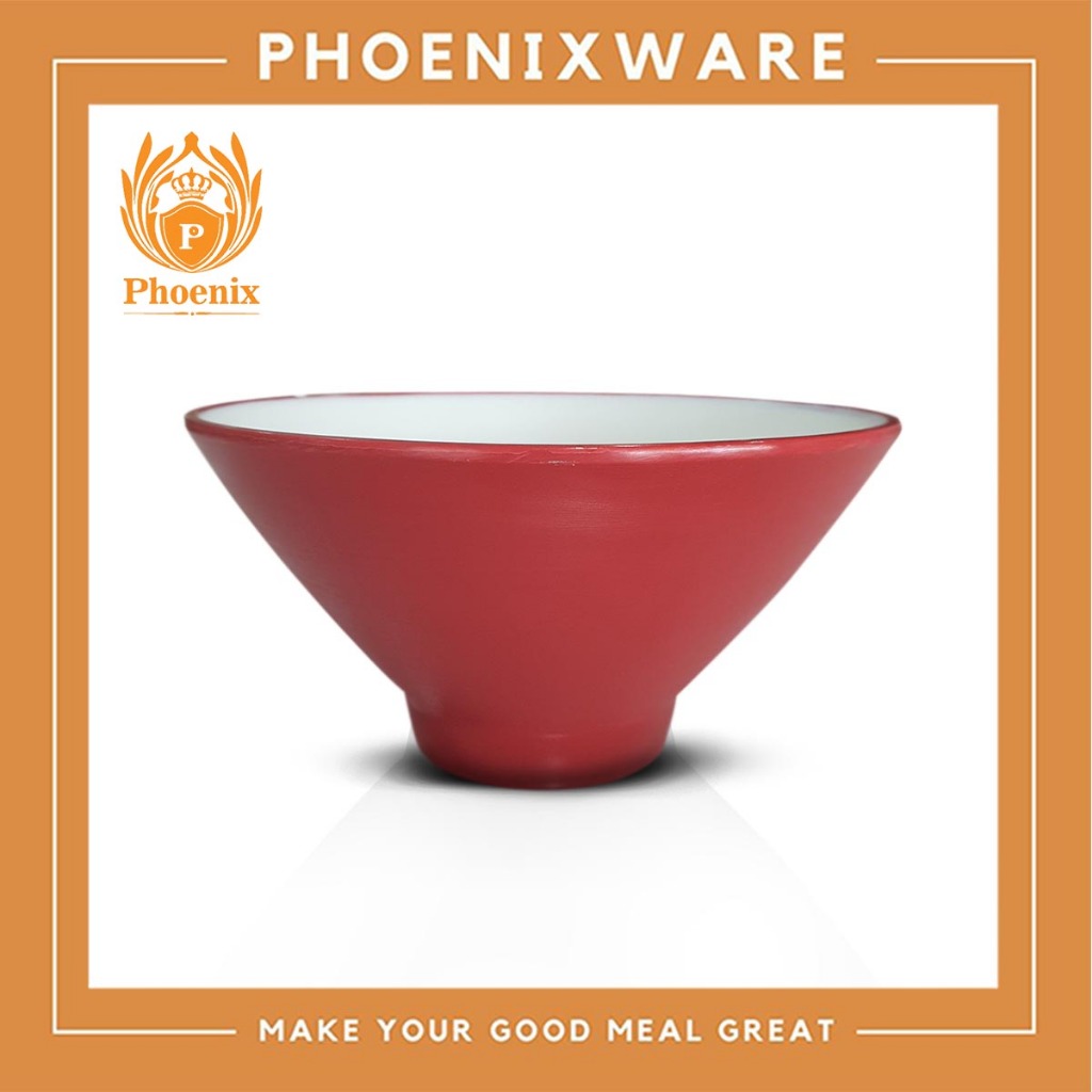 ชามทรงวี ขนาด 6-7-8 นิ้ว ทูโทน (ขาว-แดง) เมลามีน Phoenix AB210806R-W AB210807R-W AB210808R-W