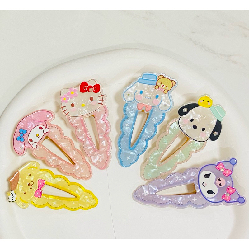 กิ๊บติดผมลายหินอ่อน sanrio กิ๊บติดผมลายการ์ตูนอะคริลิค