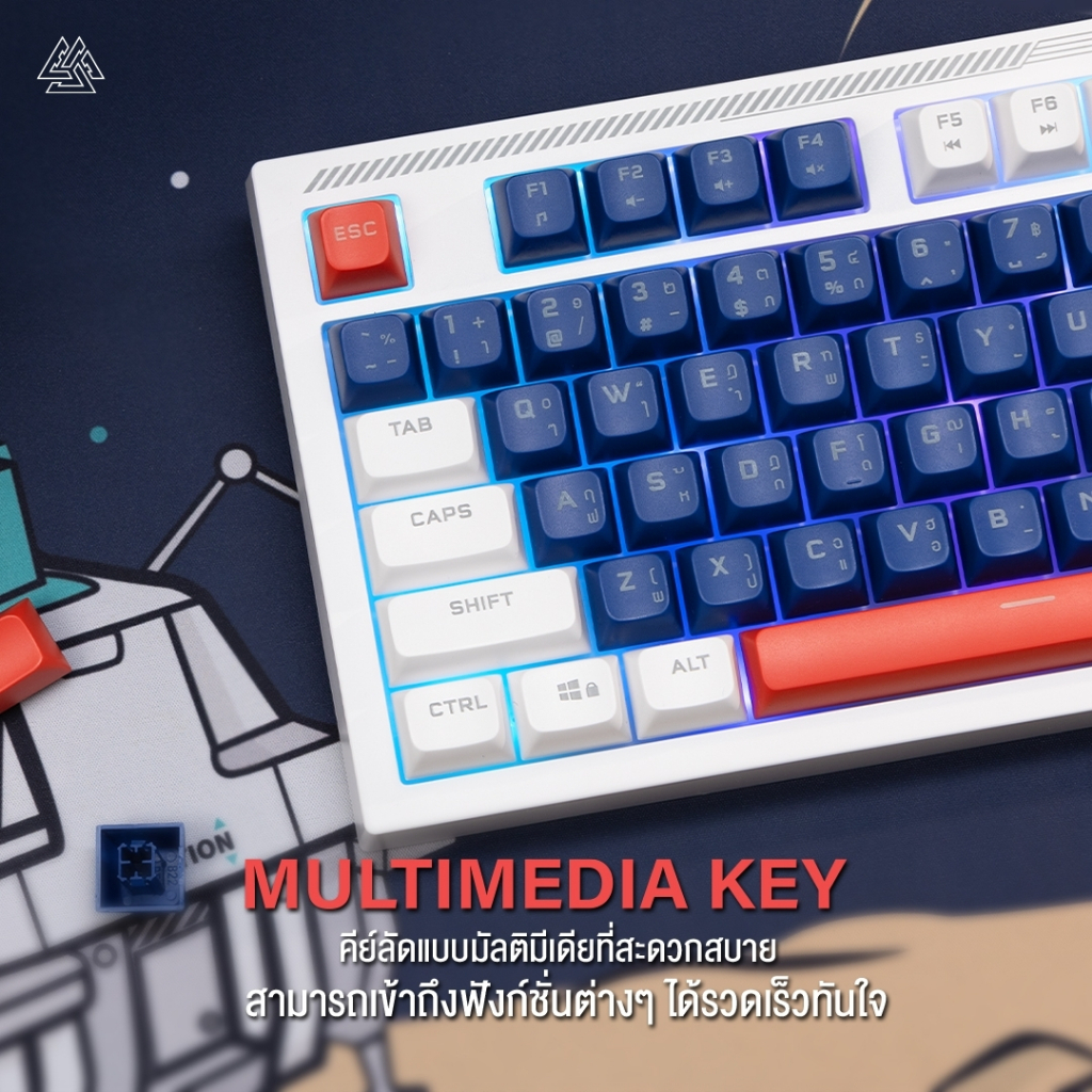 EGA คีย์บอร์ดไฟ RGB TYPE K10 Membrane Switch 96คีย์ เสียงเบา ปุ่มนุ่ม แป้นไทย/อังกฤษ