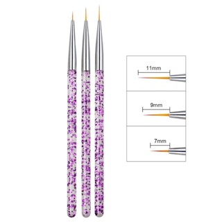 Nawoelite 3 ชิ้น แปรงปากกาเพ้นท์เล็บยูวีเจล ลายทาง 3D สําหรั…