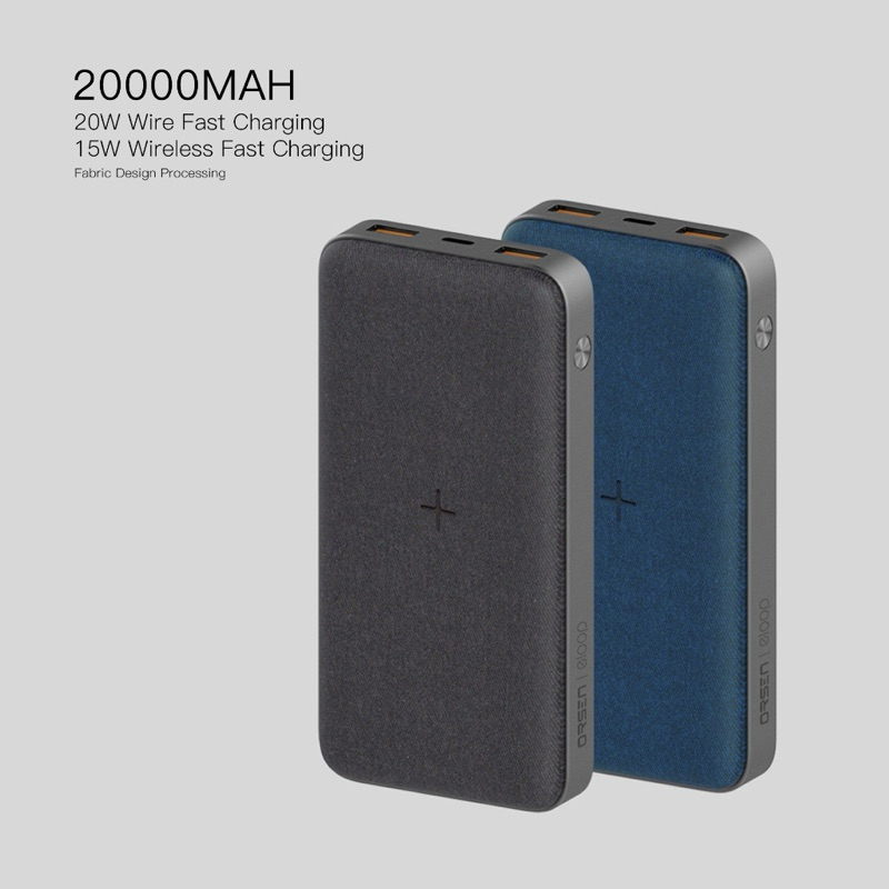Orsen By Eloop EW40 20000mah PD20w / EW35 10000mah  PD18w Wireless Powerbankวัสดุดีไซน์ผ้ายีนส์สวยหร