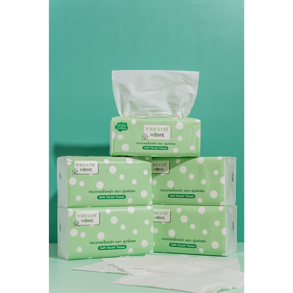 [ใหม่] Frescohome กระดาษทิชชู่ ทิชชู่เขียว แบบหนา4ชั้น ไม่เป็นขุย เช็ดหน้าได้ GB/T20808