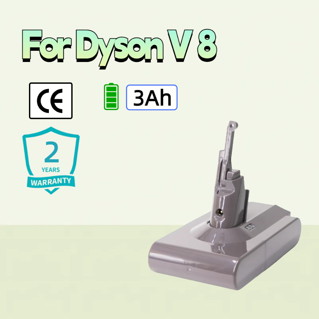 DysonV8 SV10 แบตเตอรี่แบตเตอรี่เครื่องดูดฝุ่น SV10K SV10E SV25 HH15 3000mAh 21.6V