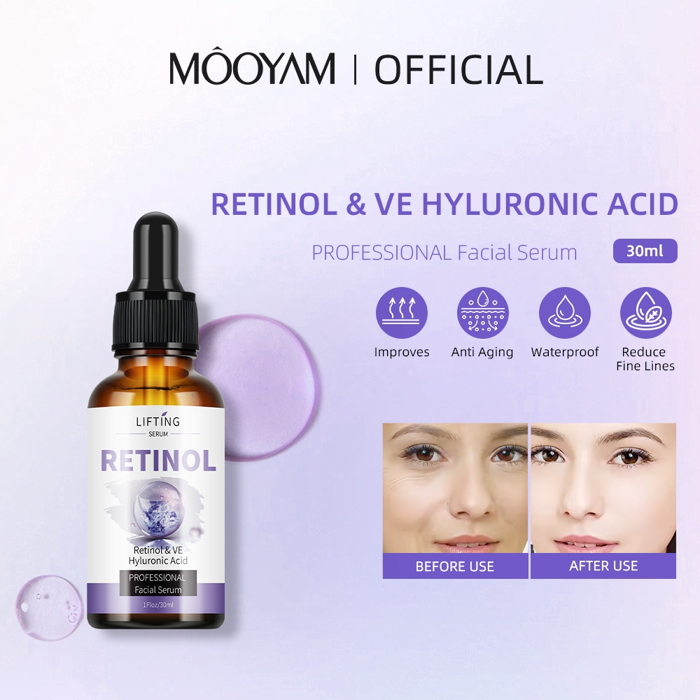MOOYAM Retinol Essence ที่มีวิตามินอีและกรดไฮยาลูโรนิก - กระชับ ชุ่มชื้น และเรียบเนียน - 30 มล.