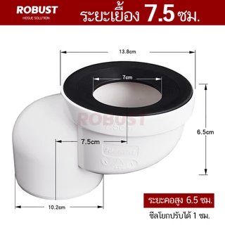 ข้อต่อเยื้องศูนย์ท่อชักโครก PVC รุ่น B (สวมพอดีท่อ 4 นิ้ว) แก้ปัญหาชักโครกไม่ตรงตำแหน่ง ส่งทุกวัน