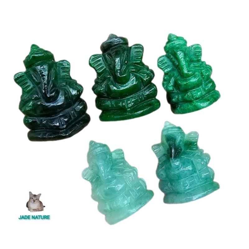 พระพิฆเนศ Jadeite Type A หยกแท้ หยกพม่า(งานแกะสลักแฮนด์เมด)