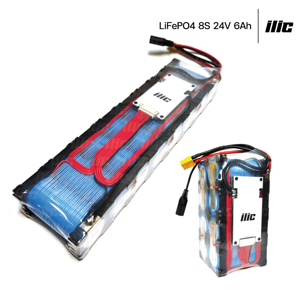 ilic แบตเตอรี่ลิเธียมฟอสเฟต LiFePO4 32650 8S 24V 6Ah ติดตั้ง BMS