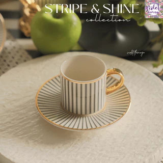 Violet Flamingo แก้วกาแฟ รุ่น Stripe and Shine วัสดุ Premium Fine Porcelain สินค้าเกรดคุณภาพ ส่งออกต่างประเทศ