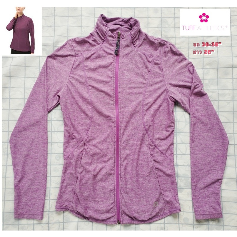 Tuff Athletics Jacket Womens แจ็คเก็ตกีฬา เสื้อคลุม-สีเบอร์กันดี้ ไซส์ 36-38" (สภาพเหมือนใหม่)