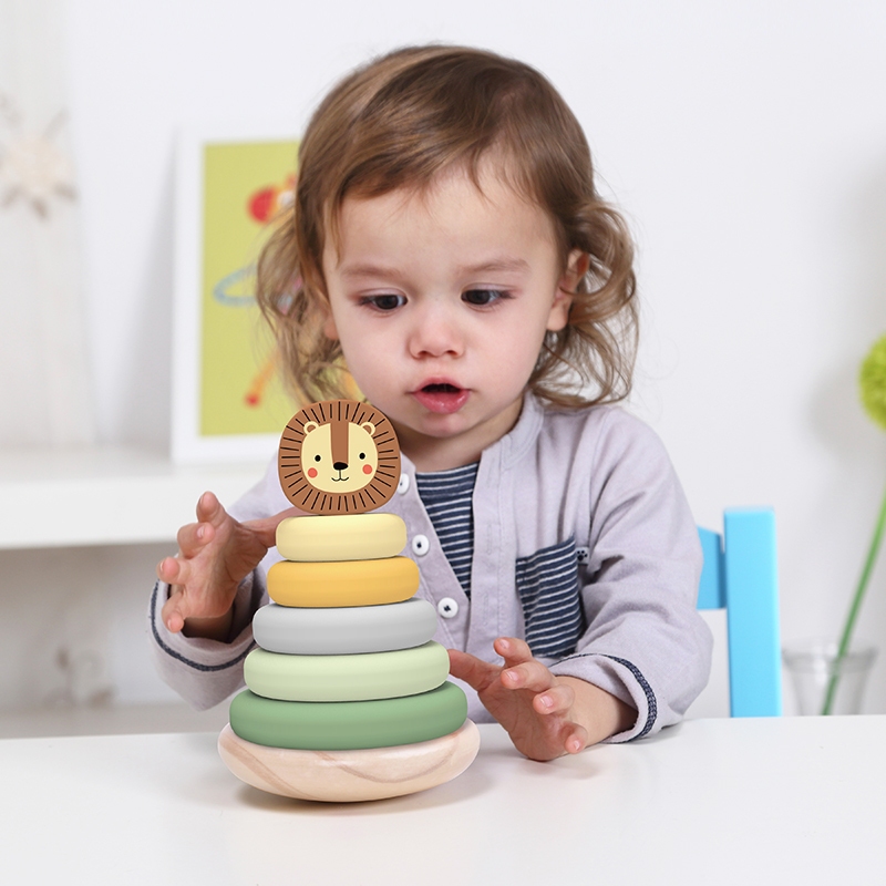 ของเล่นไม้ หมีน้อยเรียงห่วง Bear Stacking/ สิงโตน้อยเรียงห่วง Lion Stacking เสริมพัฒนาการ