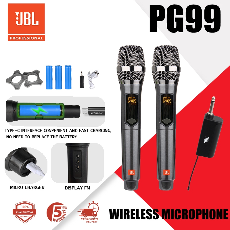 JBL PG99 ไมโครโฟนไร้สายมืออาชีพหนึ่งต่อสอง ระบบไมโครโฟนไร้สายคู่ช่องสัญญาณพร้อมตัวรับสัญญาณ ไมโครโฟนการประชุม MICR
