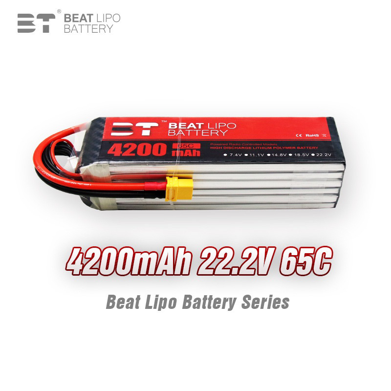 BT 6s 22.2v 4200mAh 65c (XT60) มีแผ่นอลูแนบ แข็ง ทน
