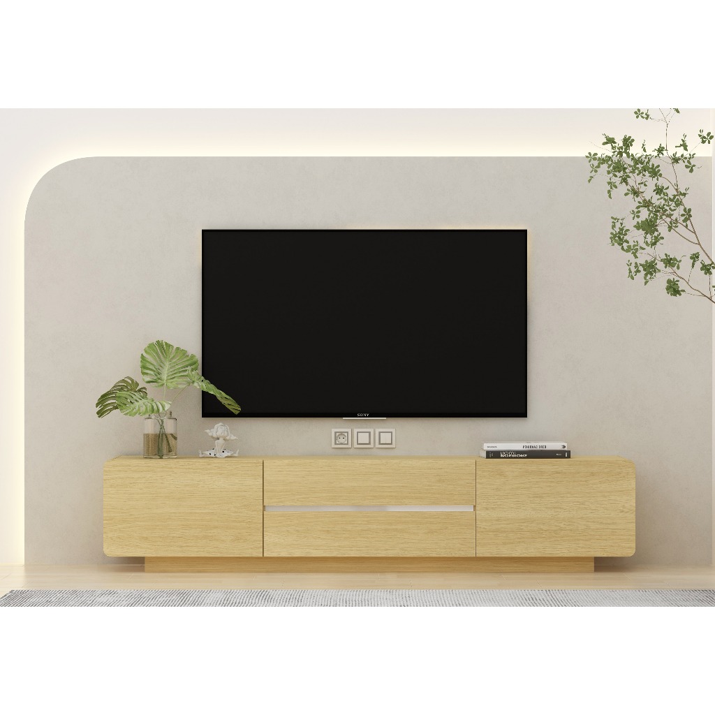 Tomato Home ชั้นทีวี Desire TV cabinet กว้าง200ซม | ราคารวมส่งประกอบในกทมและปริมณฑล| ชั้นทีวีมินิมอล